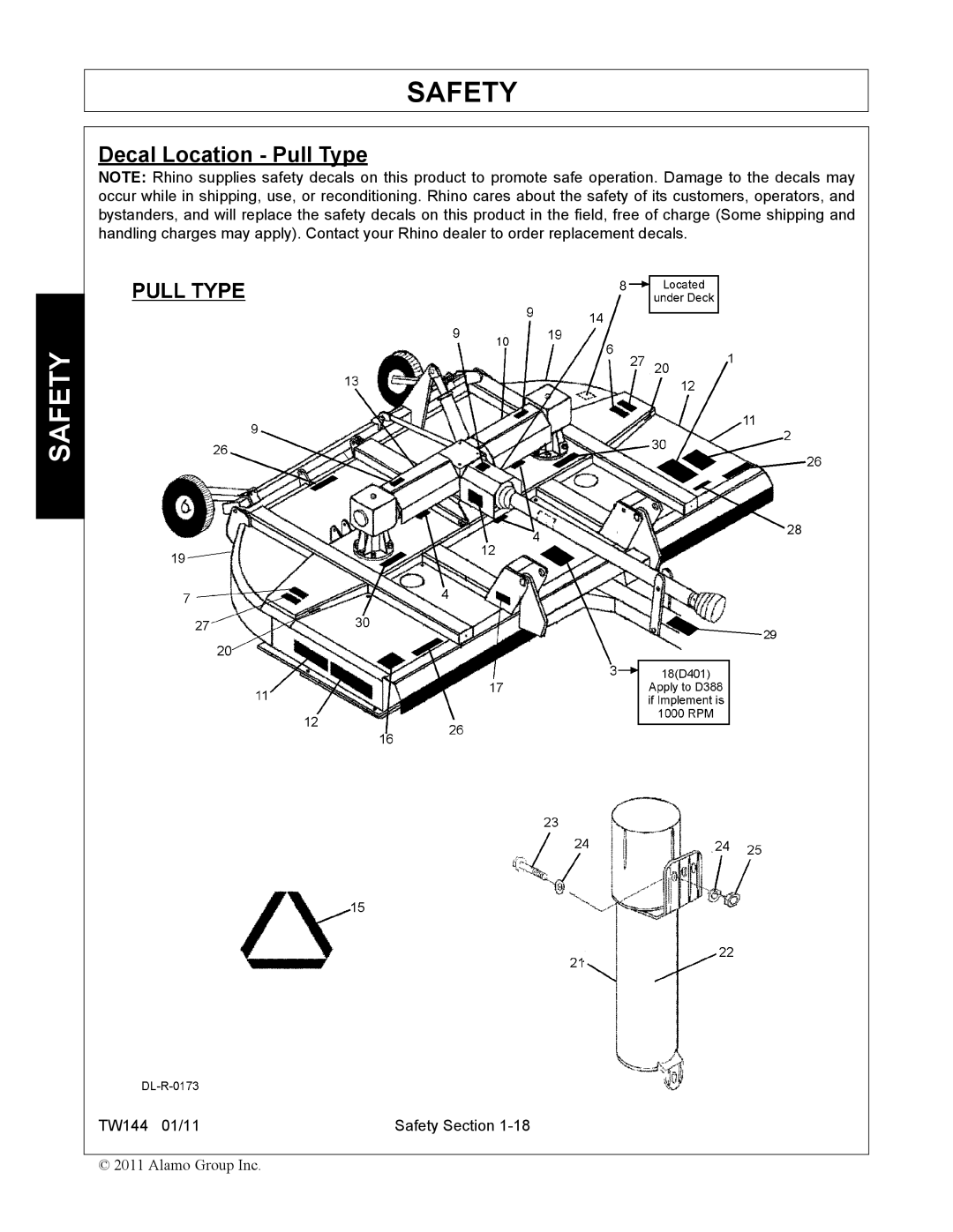 Rhino Mounts TW144 manual Decal Location Pull Type 