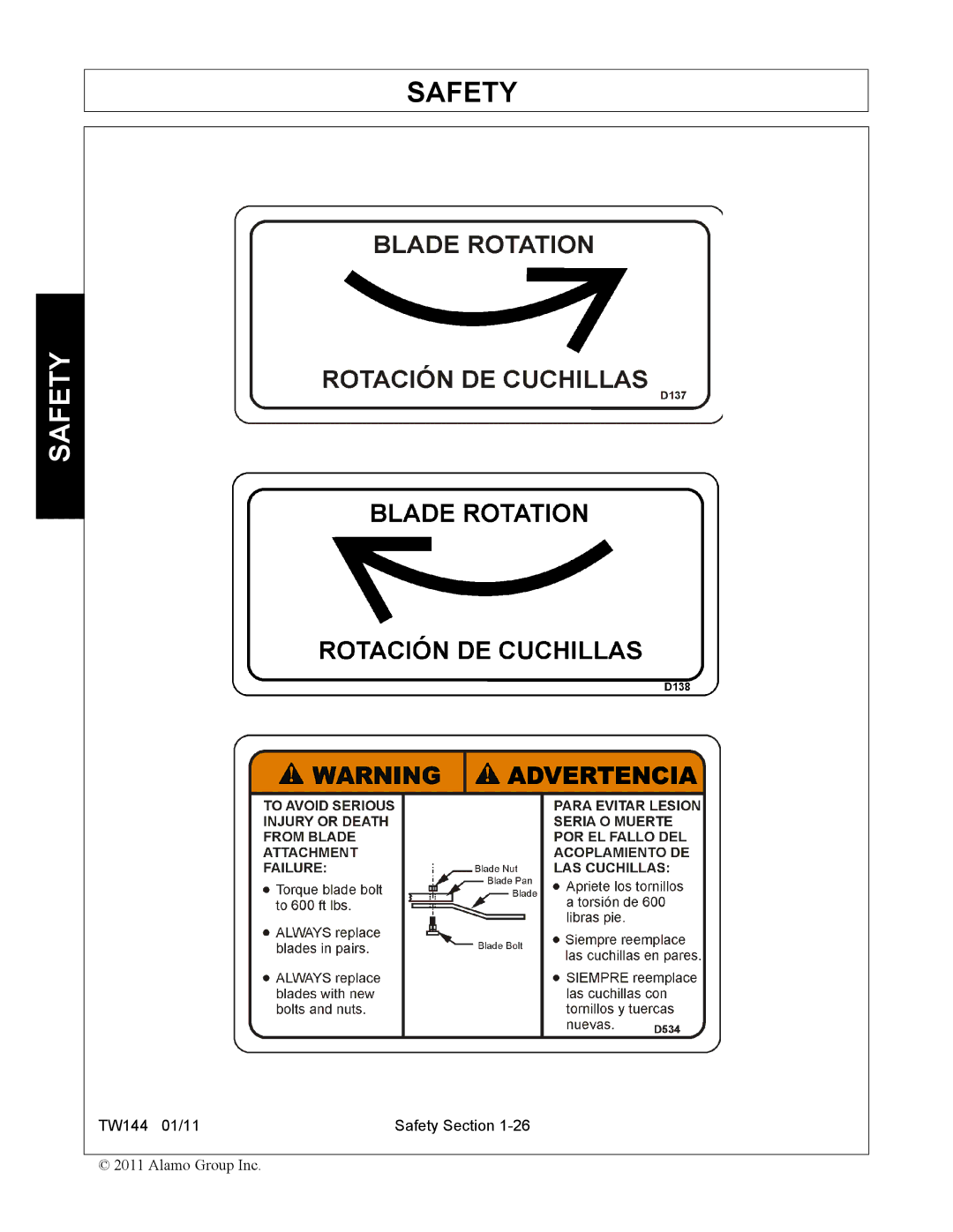 Rhino Mounts TW144 manual Safety 