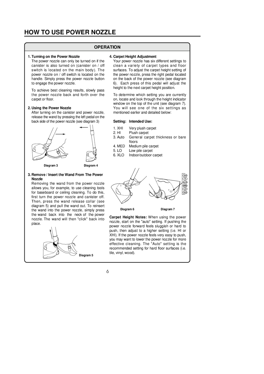 Riccar 1800 manual HOW to USE Power Nozzle, Operation 