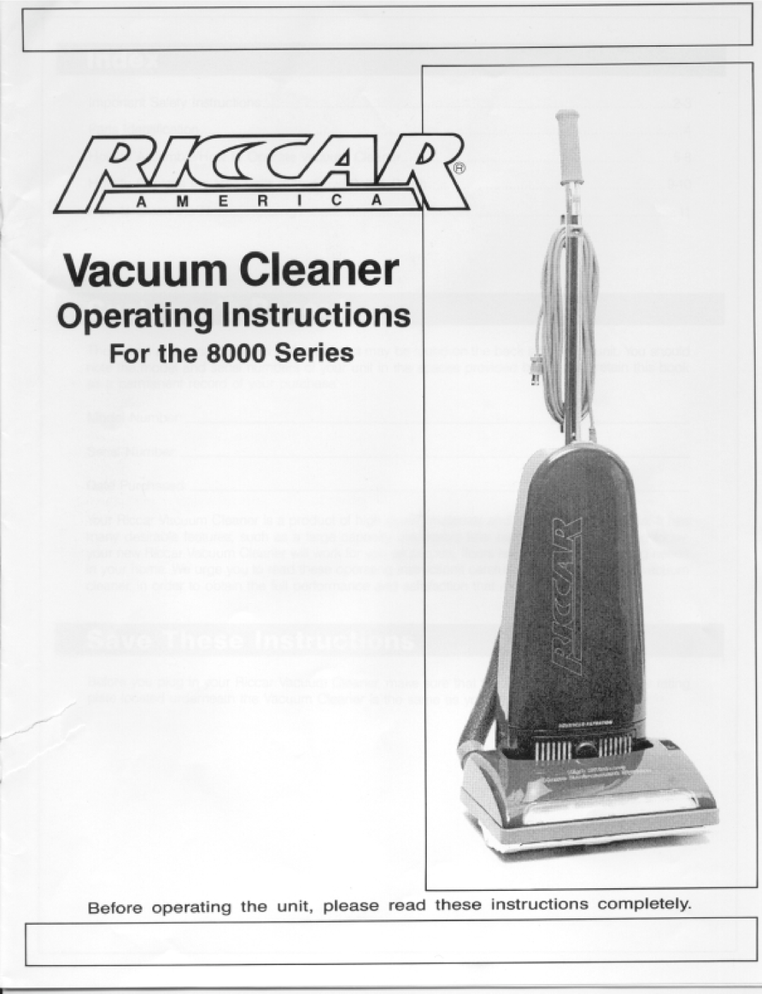 Riccar 8000 manual 