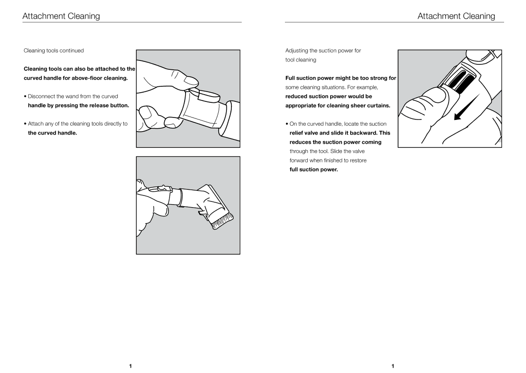Riccar BRLD, BRLP, BRLS owner manual Cleaning tools …, Adjusting the suction power for tool cleaning 