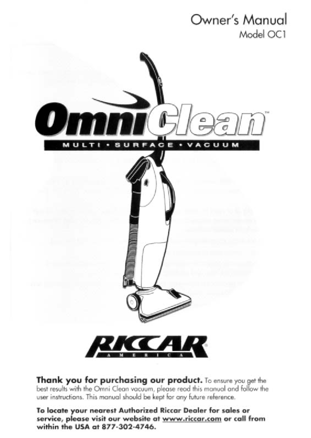 Riccar OC1 manual 