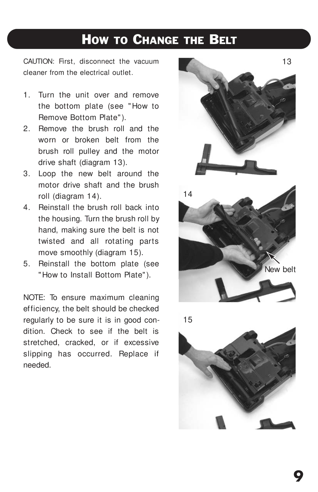 Riccar RSL1, RSL2C owner manual HOW to Change the Belt 