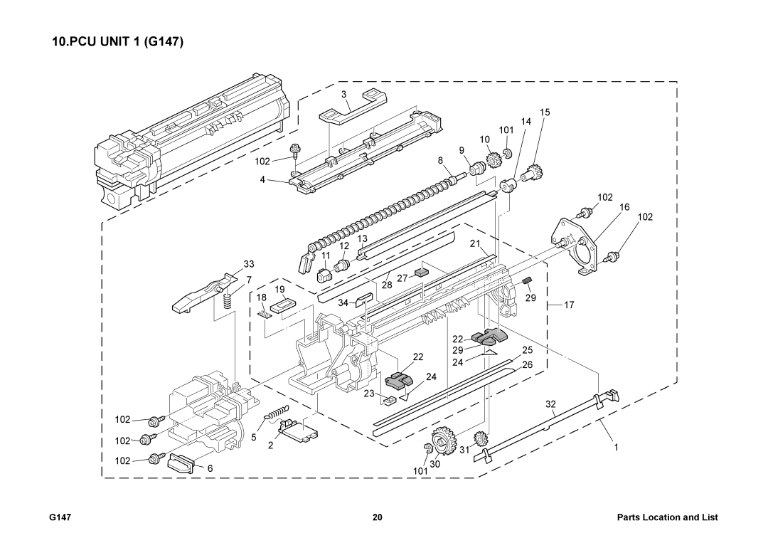 Ricoh 002814MIU manual PCU Unit 1 G147 