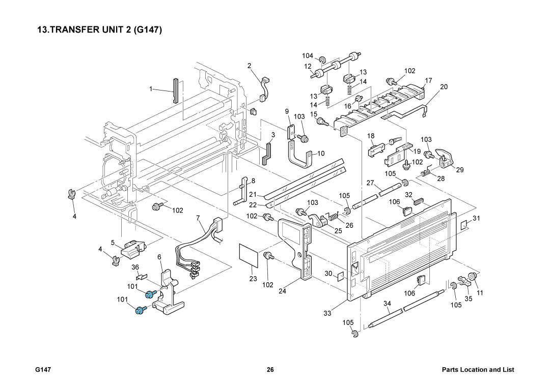 Ricoh 002814MIU manual Transfer Unit 2 G147 