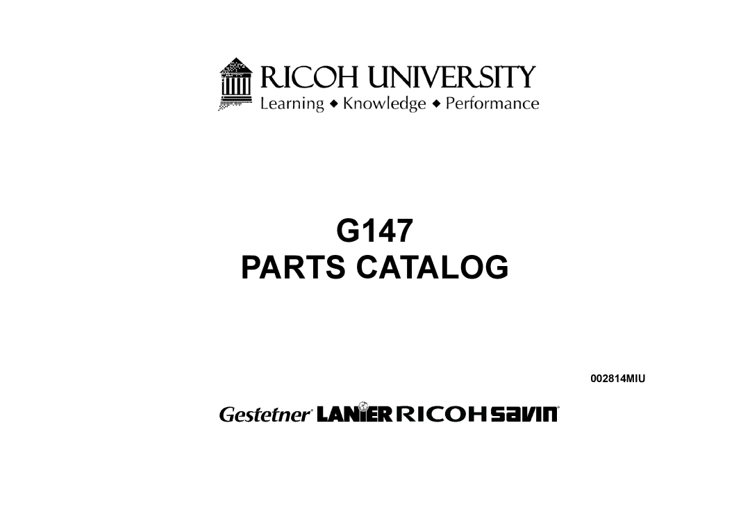 Ricoh 002814MIU manual Parts Catalog 