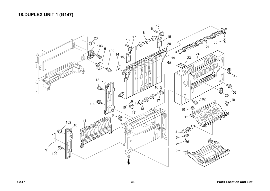 Ricoh 002814MIU manual Duplex Unit 1 G147 