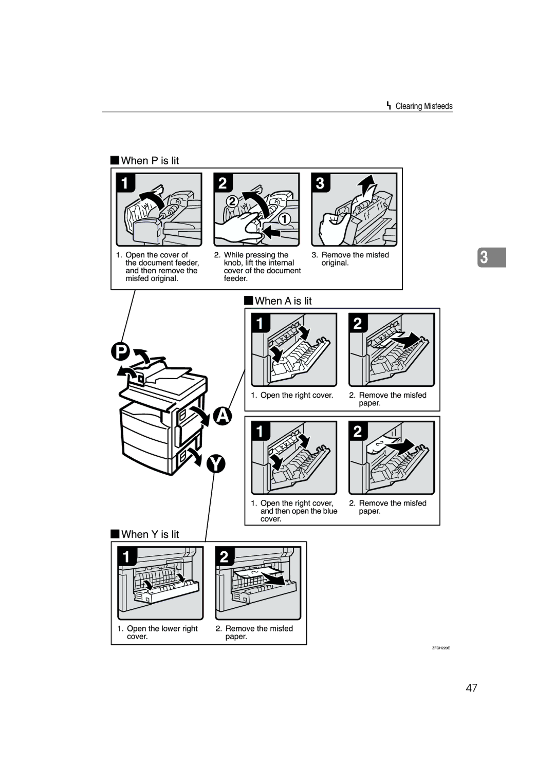 Ricoh 1013F manual HClearing Misfeeds 