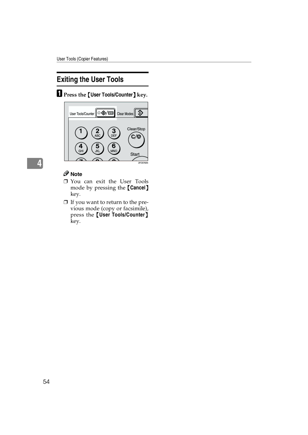 Ricoh 1013F manual Exiting the User Tools 