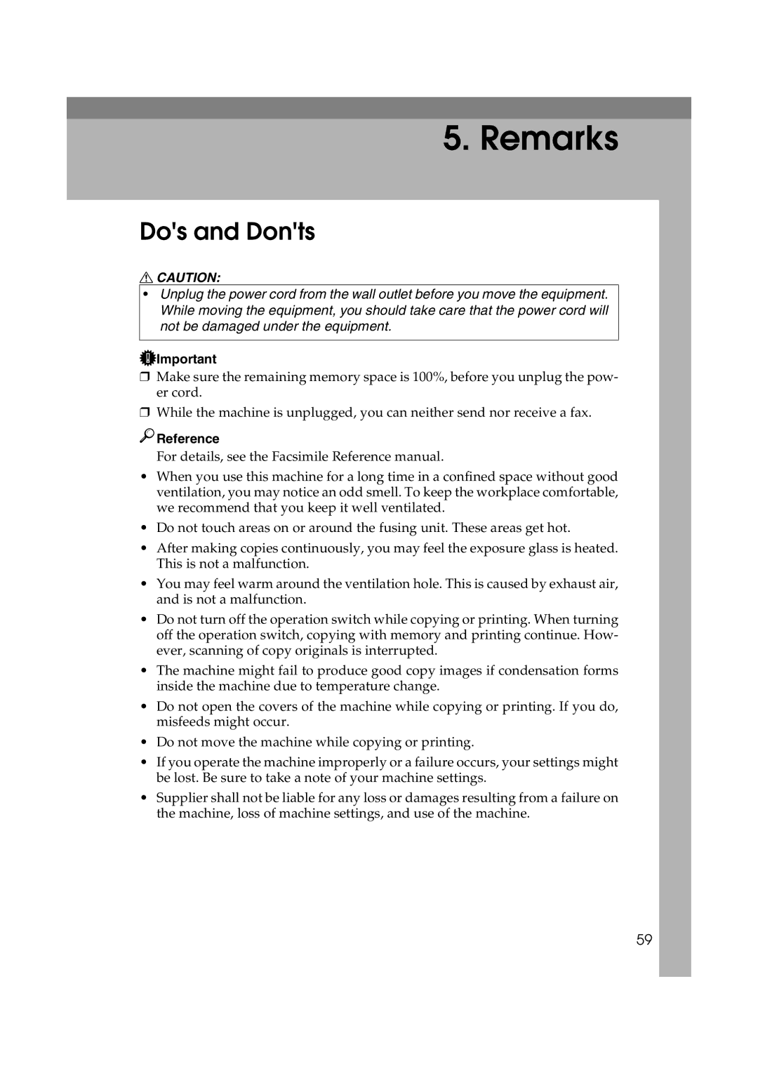 Ricoh 1013F manual Remarks, Dos and Donts 