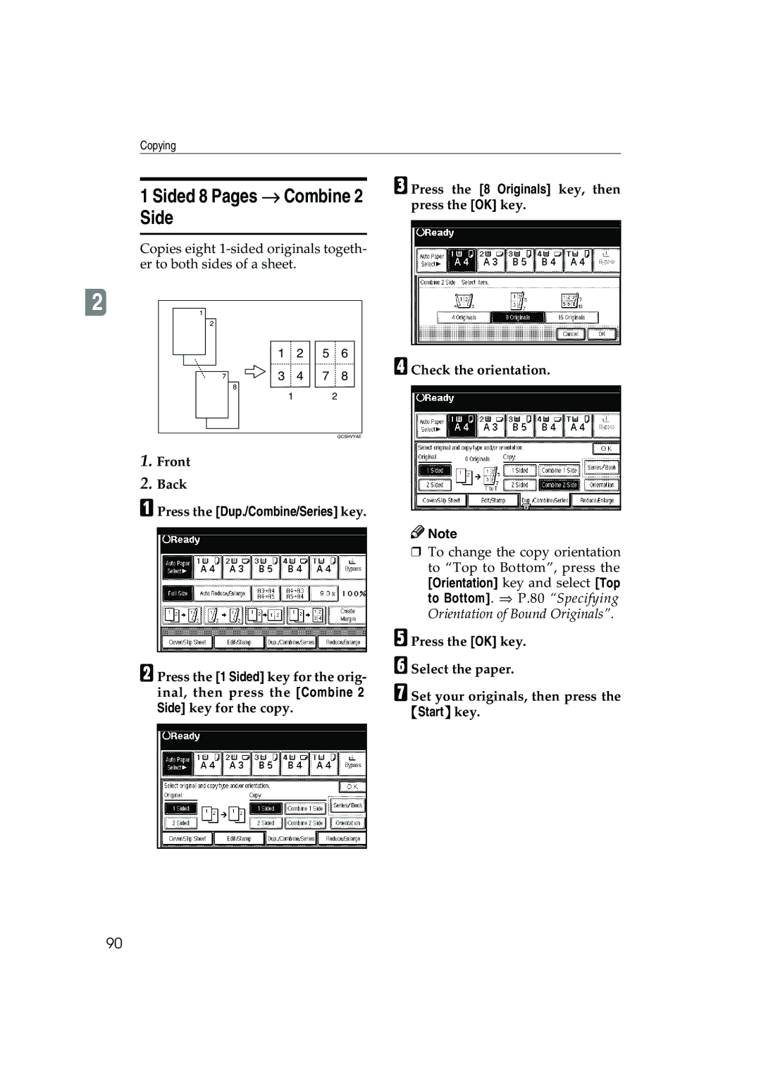 Ricoh 1045, 1035 operating instructions Front Back 