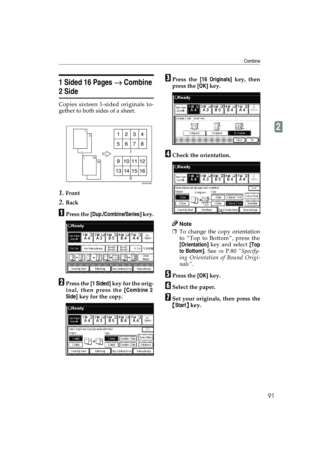 Ricoh 1035, 1045 operating instructions Sided 16 Pages → Combine 