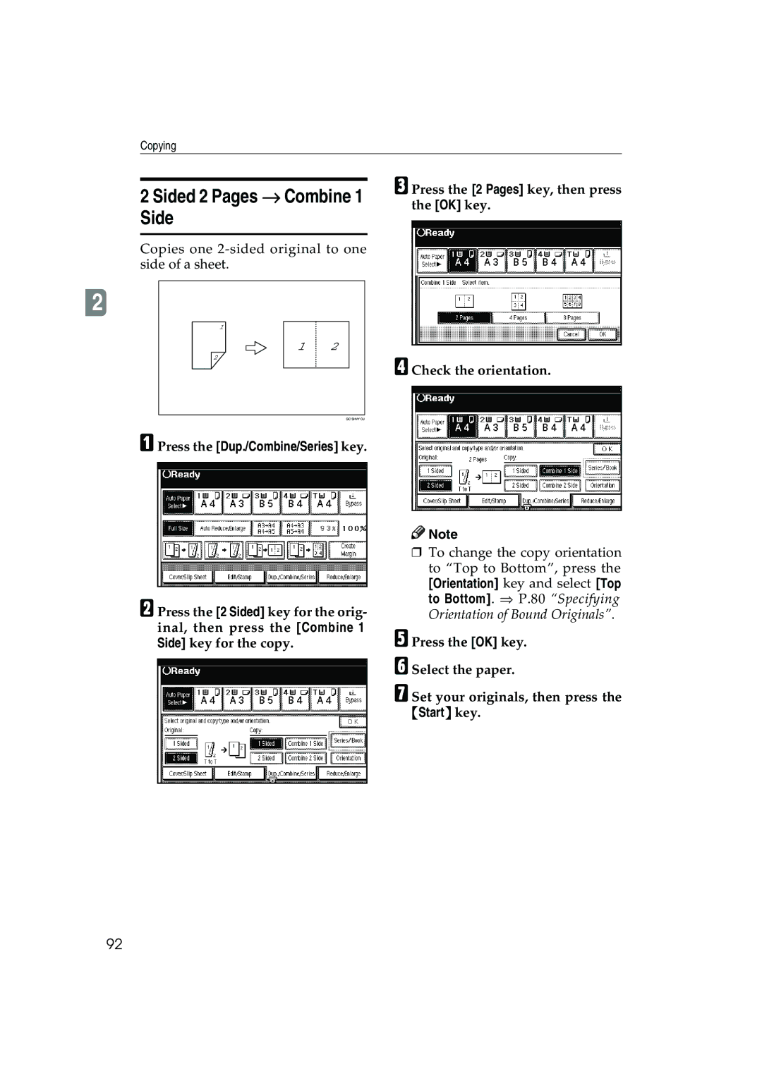 Ricoh 1045, 1035 operating instructions Sided 2 Pages → Combine 