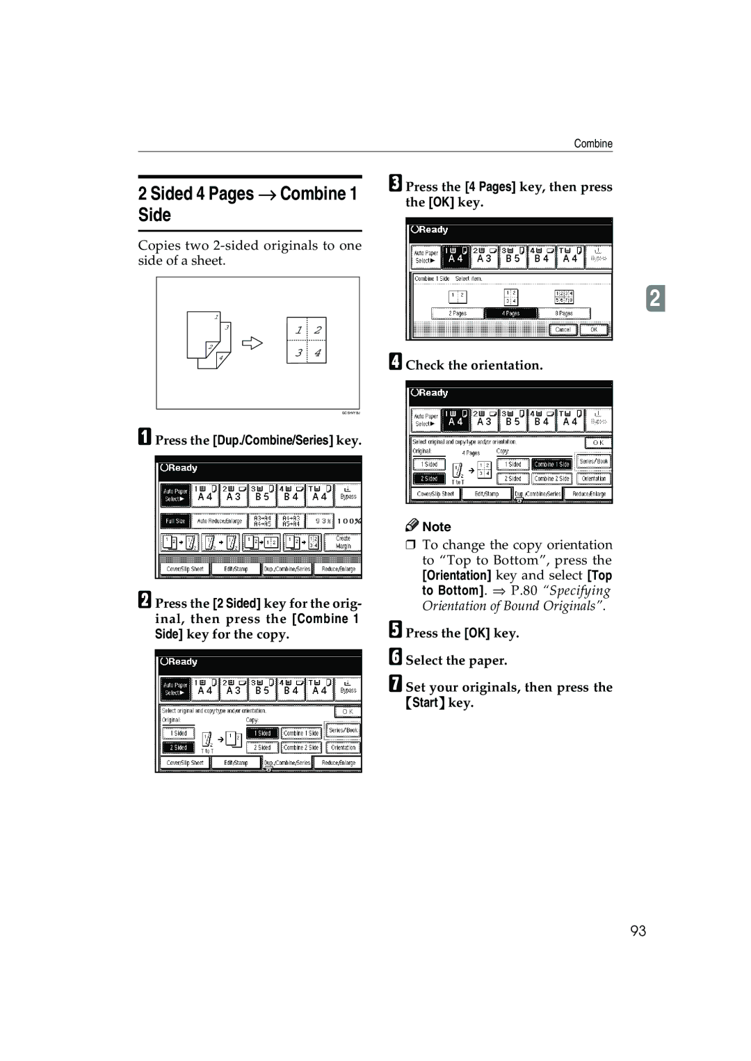 Ricoh 1035, 1045 operating instructions Press the 4 Pages key, then press the OK key 