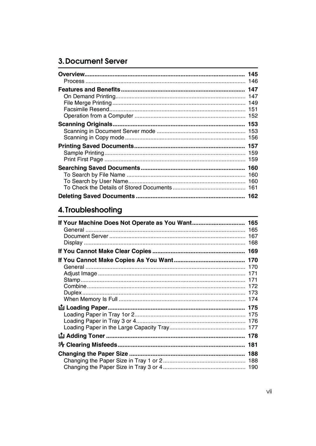 Ricoh 1035, 1045 operating instructions 145, 147, 153, 157, 160, 162, 165, 169, 170, 175, 178, 181, 188 