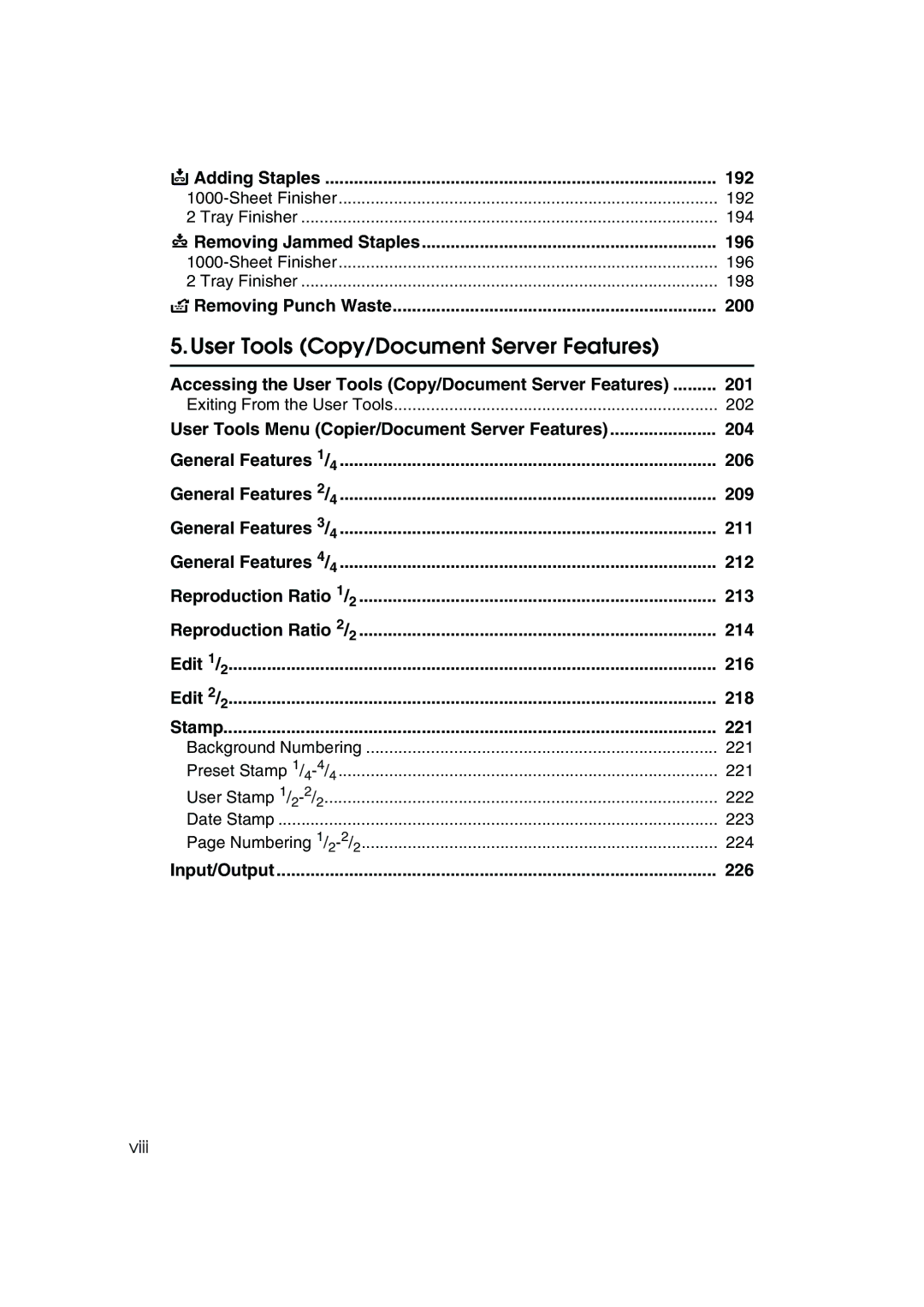 Ricoh 1045, 1035 operating instructions 192, 196, 200, 201, 204, 206, 209, 211, 212, 213, 214, 216, 218, 221, 226 