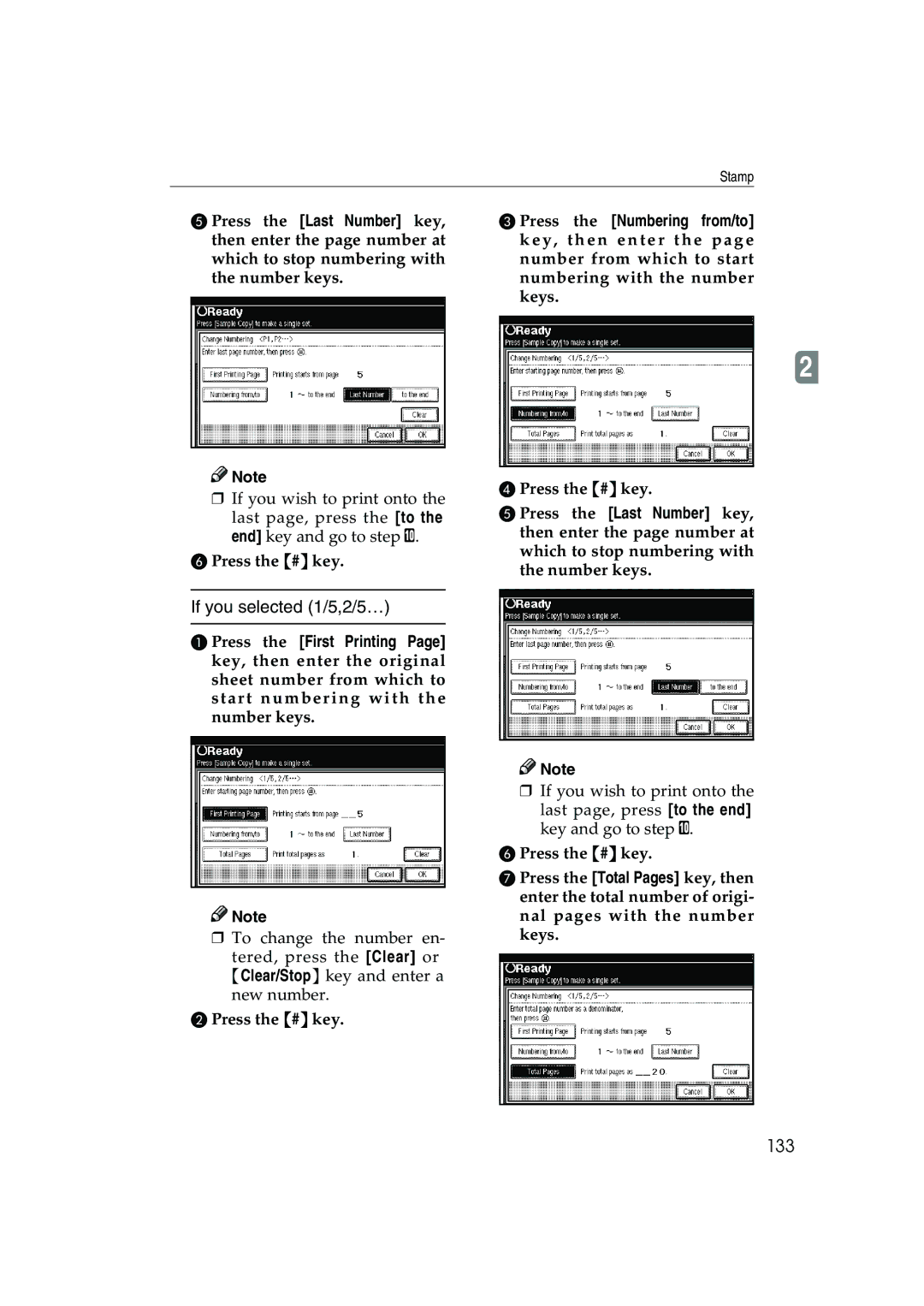 Ricoh 1035, 1045 operating instructions If you selected 1/5,2/5…, 133 