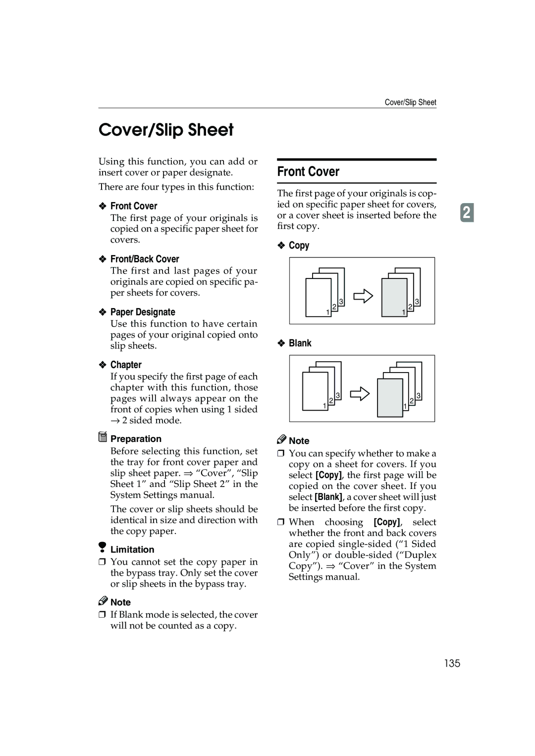 Ricoh 1035, 1045 operating instructions Cover/Slip Sheet, Front Cover 