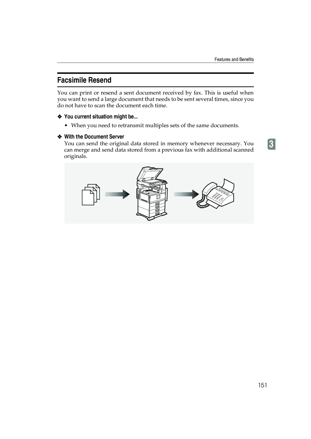 Ricoh 1035, 1045 operating instructions Facsimile Resend, You current situation might be, 151 