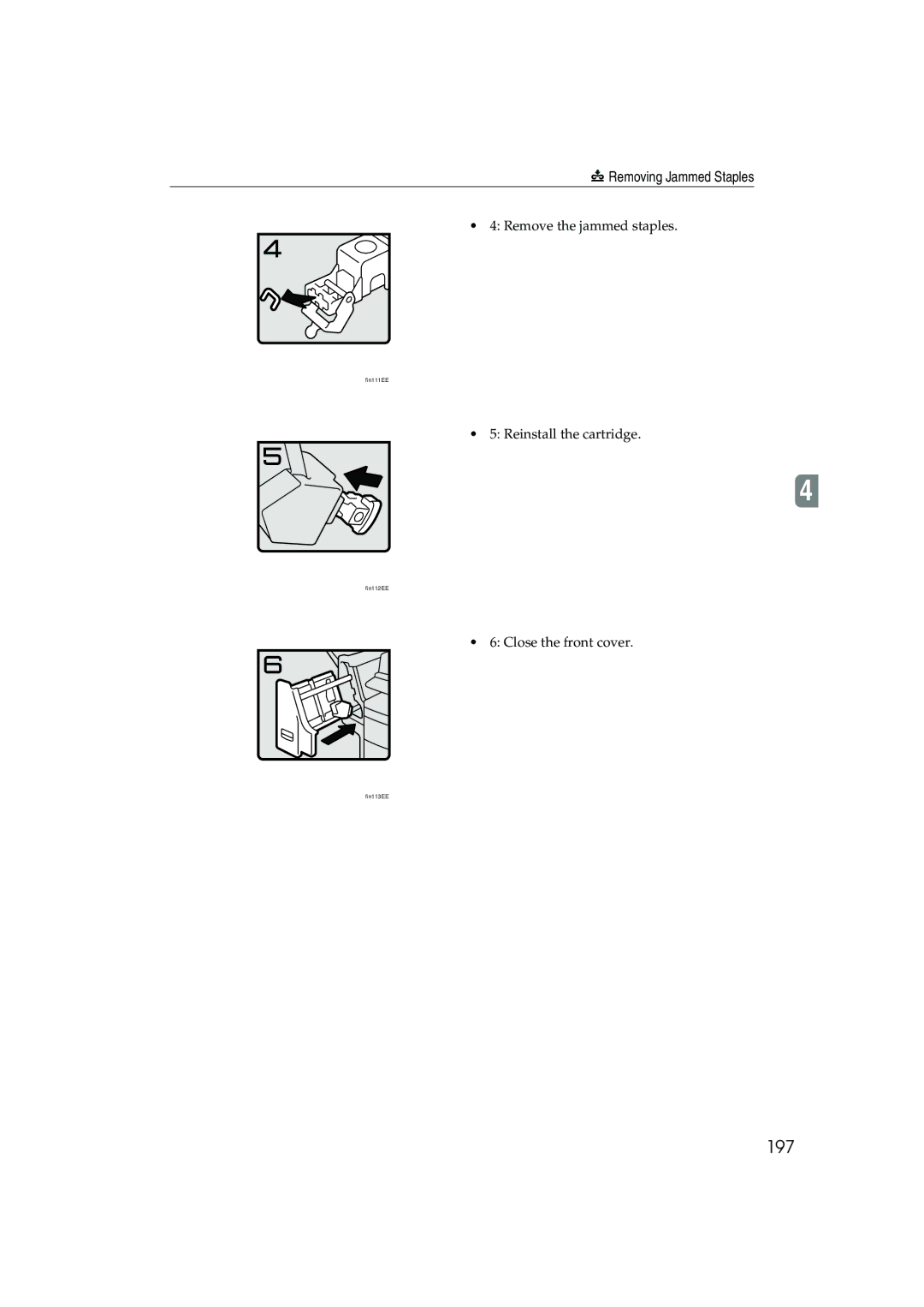 Ricoh 1035, 1045 operating instructions 197, Removing Jammed Staples 