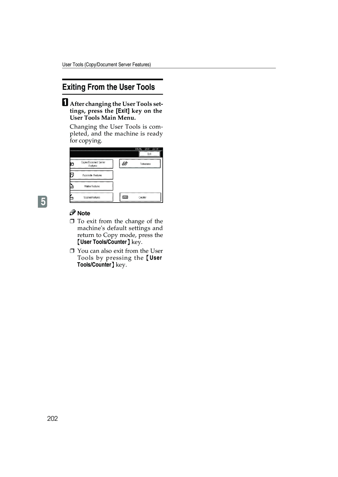 Ricoh 1045, 1035 operating instructions Exiting From the User Tools, 202 