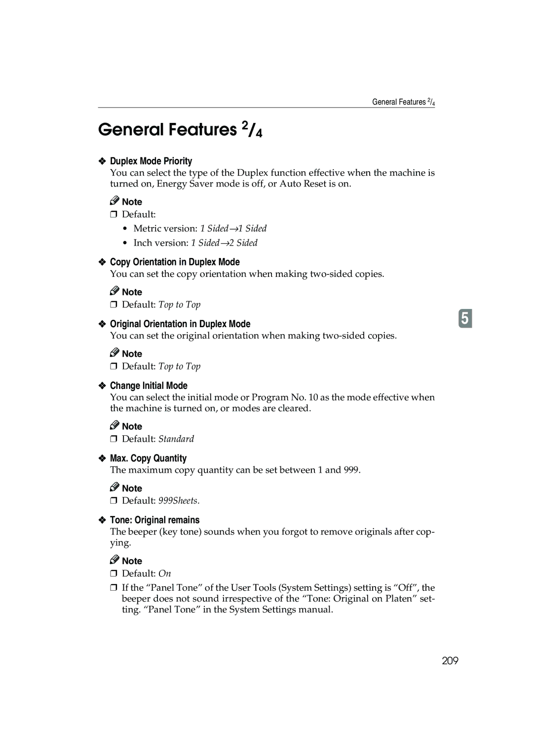 Ricoh 1035, 1045 operating instructions General Features 2/4 