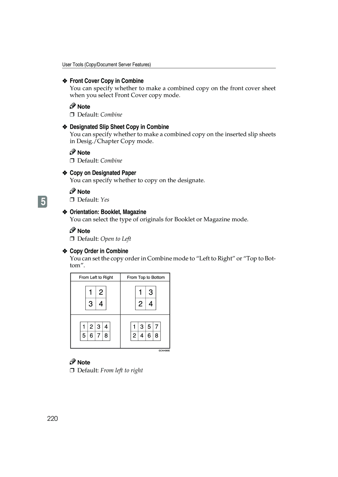 Ricoh 1045, 1035 Front Cover Copy in Combine, Designated Slip Sheet Copy in Combine, Copy on Designated Paper 