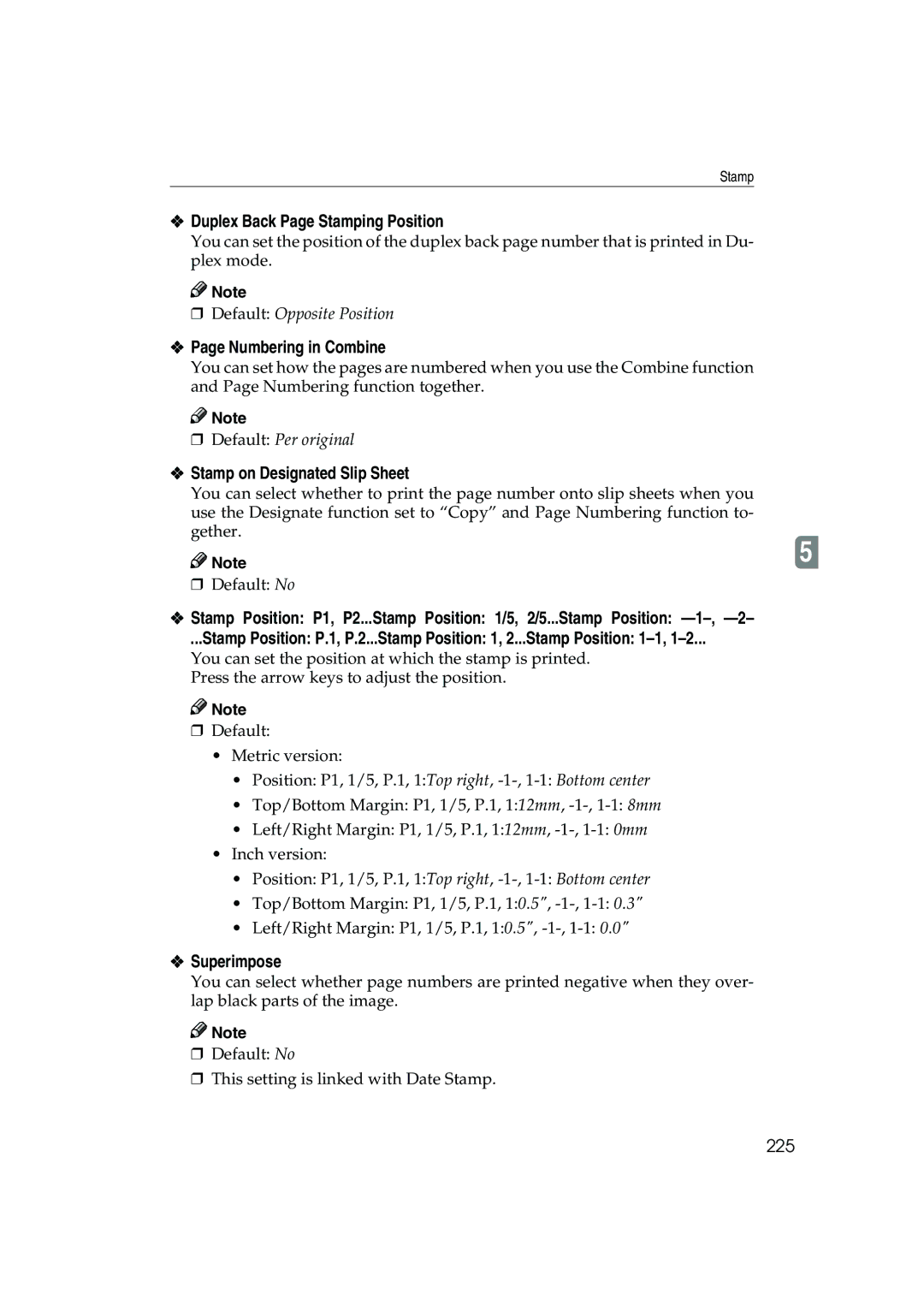 Ricoh 1035, 1045 Duplex Back Page Stamping Position, Numbering in Combine, Stamp on Designated Slip Sheet, 225 