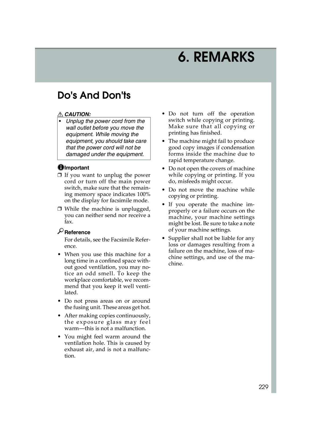 Ricoh 1035, 1045 operating instructions Dos And Donts, 229 