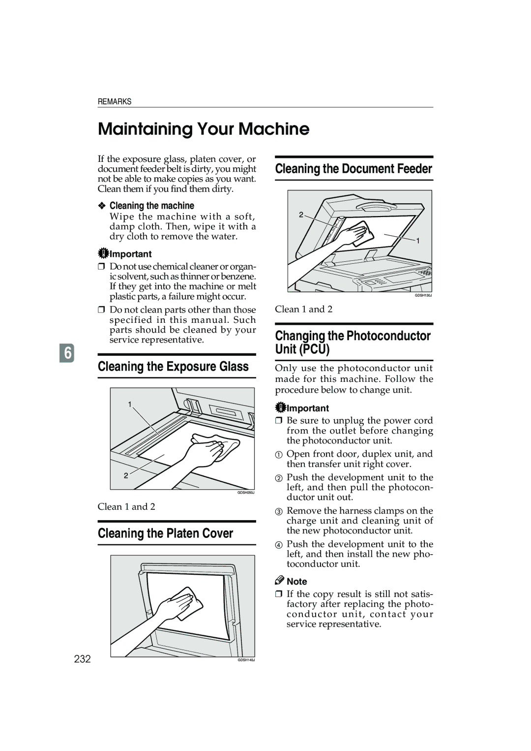 Ricoh 1045 Maintaining Your Machine, Cleaning the Exposure Glass, Cleaning the Platen Cover Cleaning the Document Feeder 