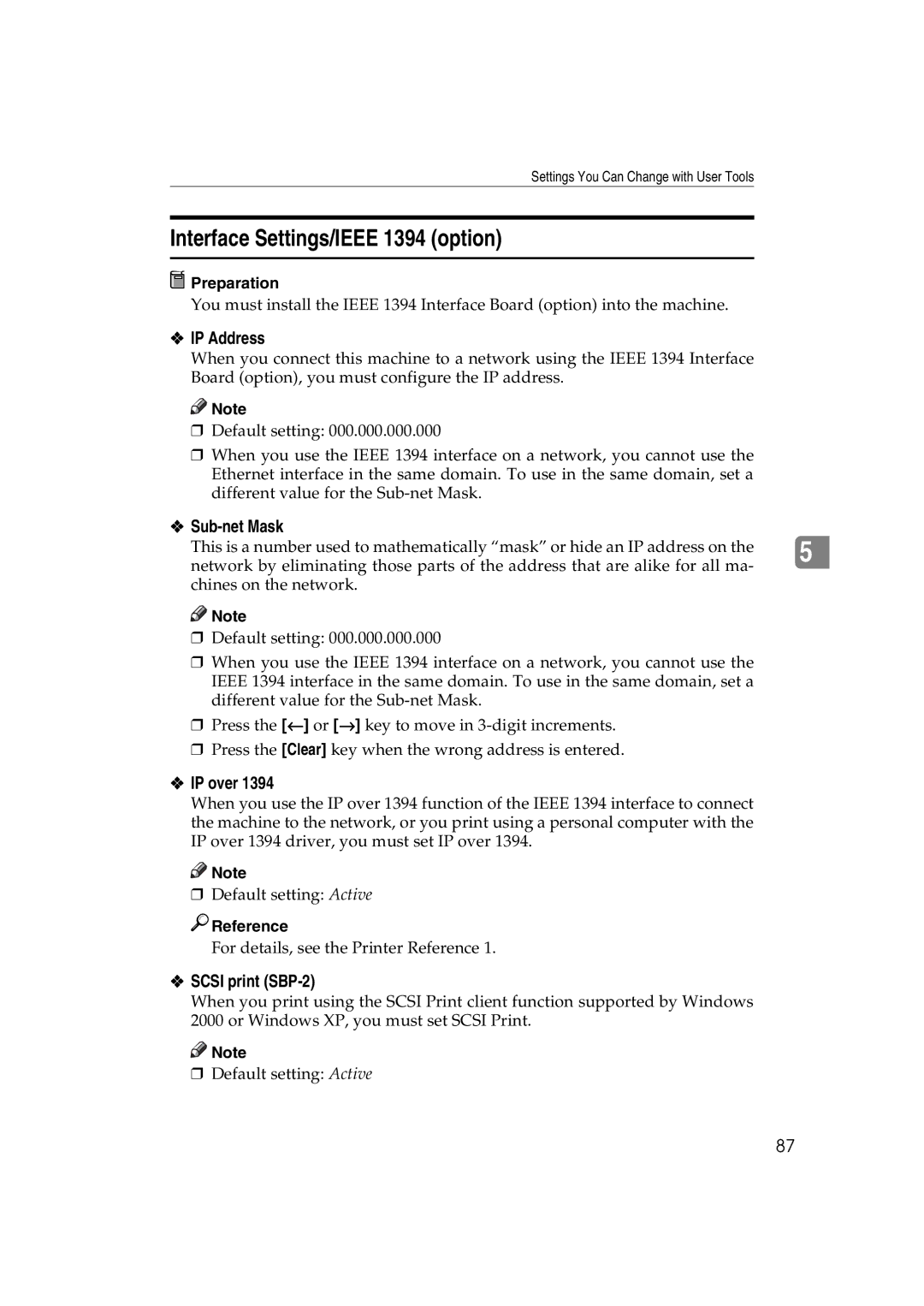 Ricoh 1075, 1060 manual Interface Settings/IEEE 1394 option, IP over, Scsi print SBP-2 