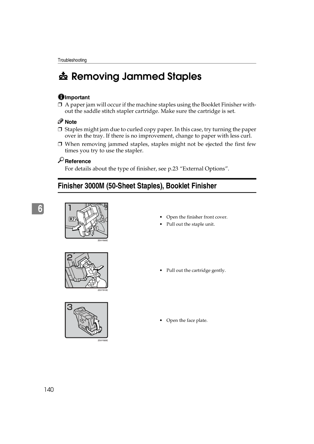 Ricoh 1060, 1075 manual Removing Jammed Staples, 140 