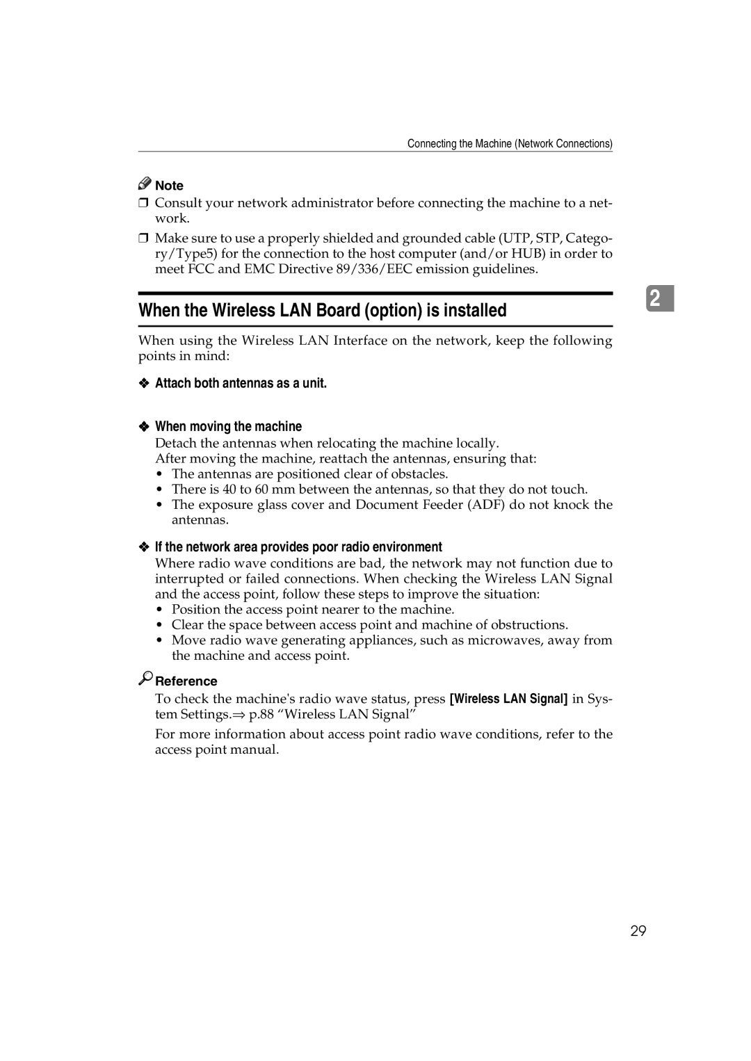 Ricoh 1075, 1060 When the Wireless LAN Board option is installed, Attach both antennas as a unit When moving the machine 