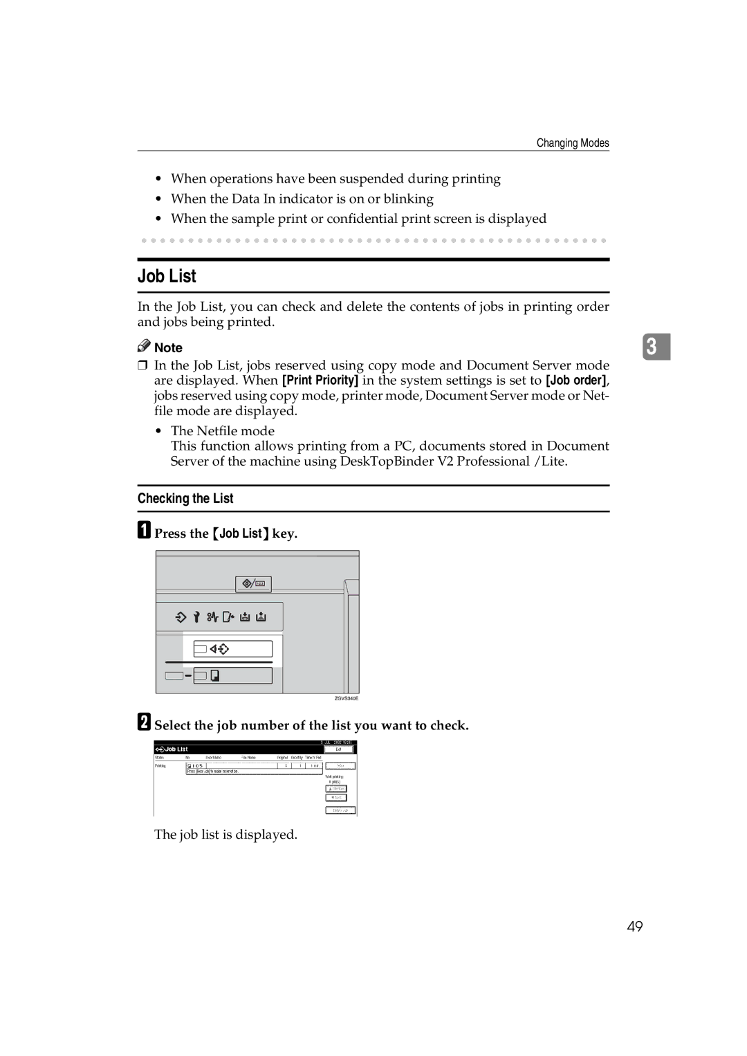 Ricoh 1075, 1060 manual Job List, Checking the List 