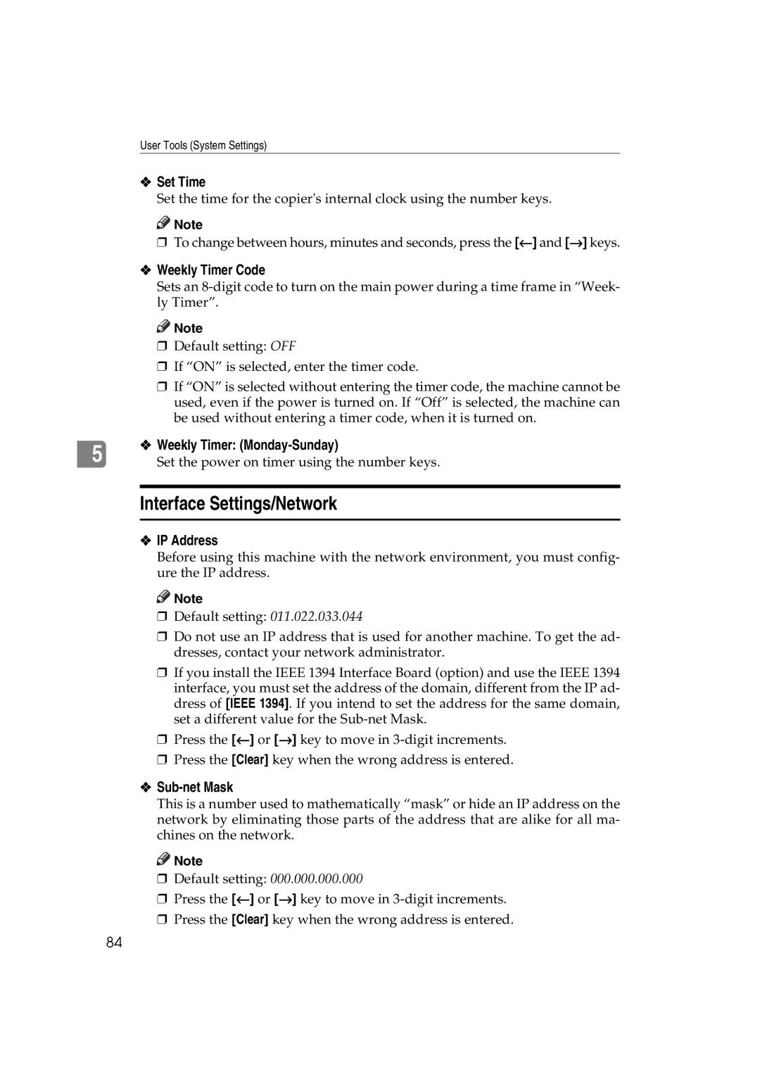 Ricoh 1060, 1075 manual Interface Settings/Network 