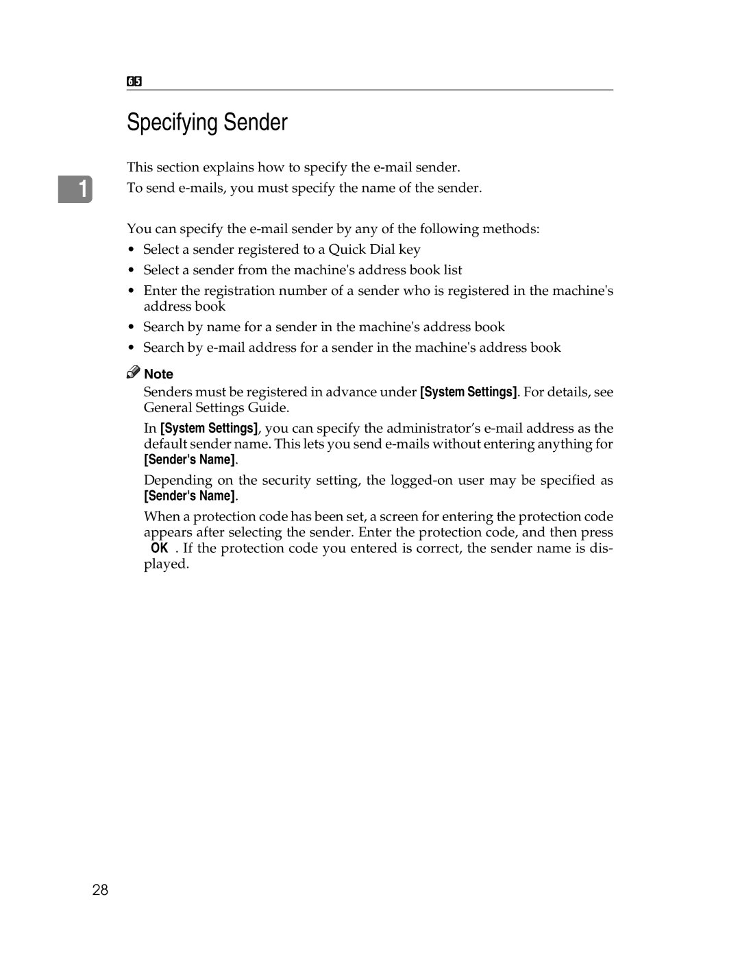 Ricoh 106/LD215c, SGC 1506/GS appendix Specifying Sender, Senders Name 