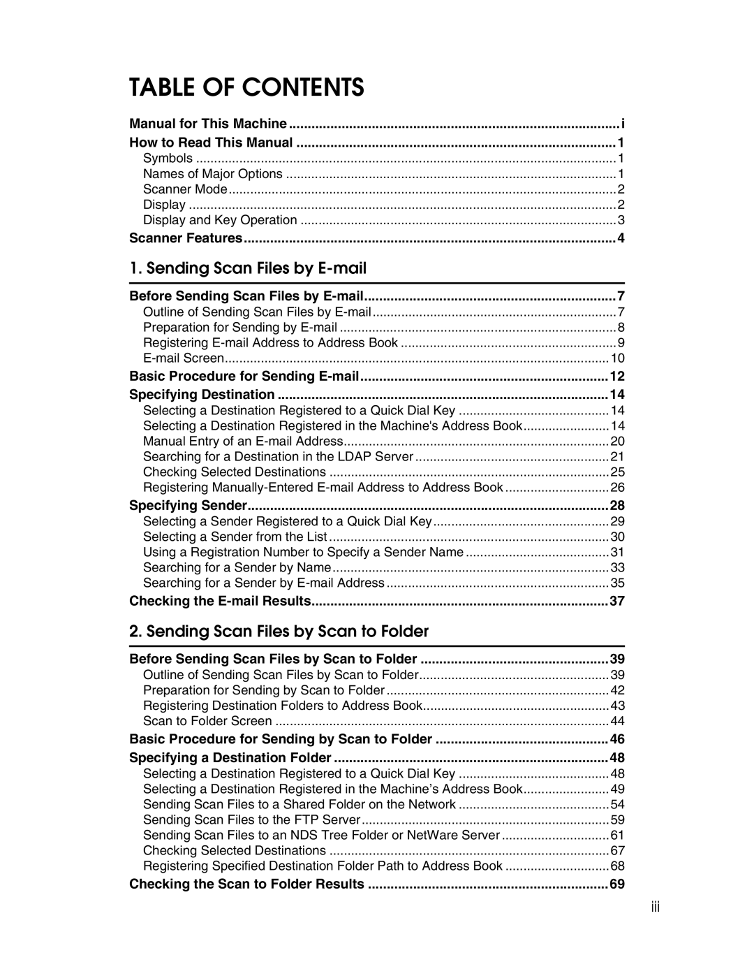 Ricoh SGC 1506/GS, 106/LD215c appendix Table of Contents 