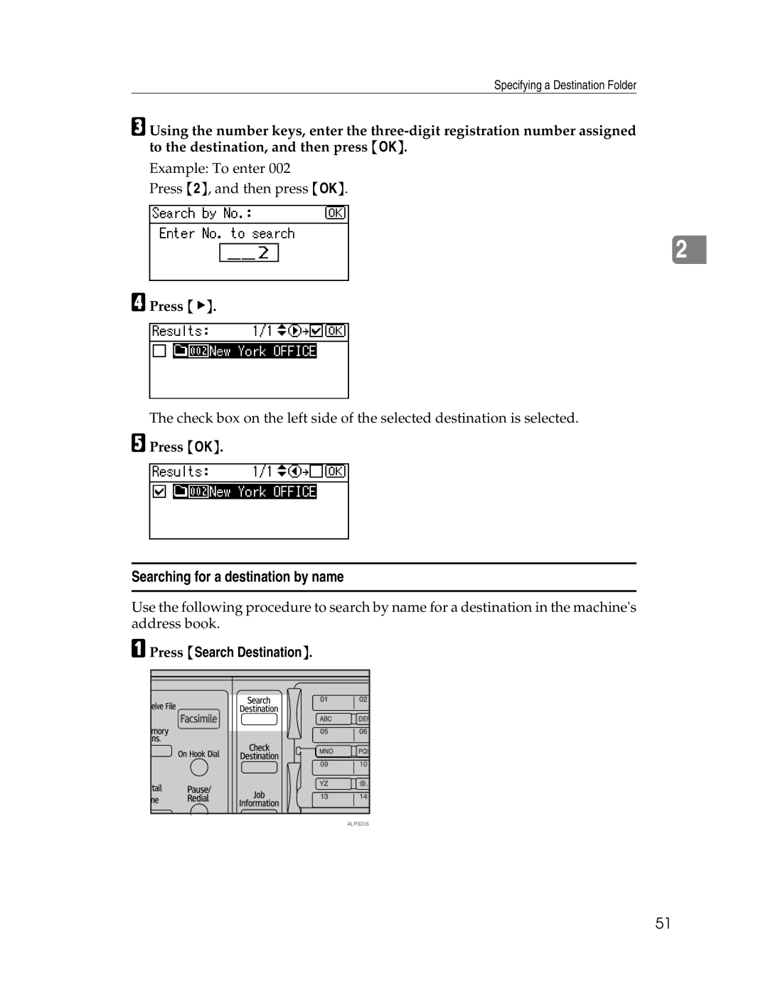 Ricoh SGC 1506/GS, 106/LD215c appendix Example To enter Press 2, and then press OK 