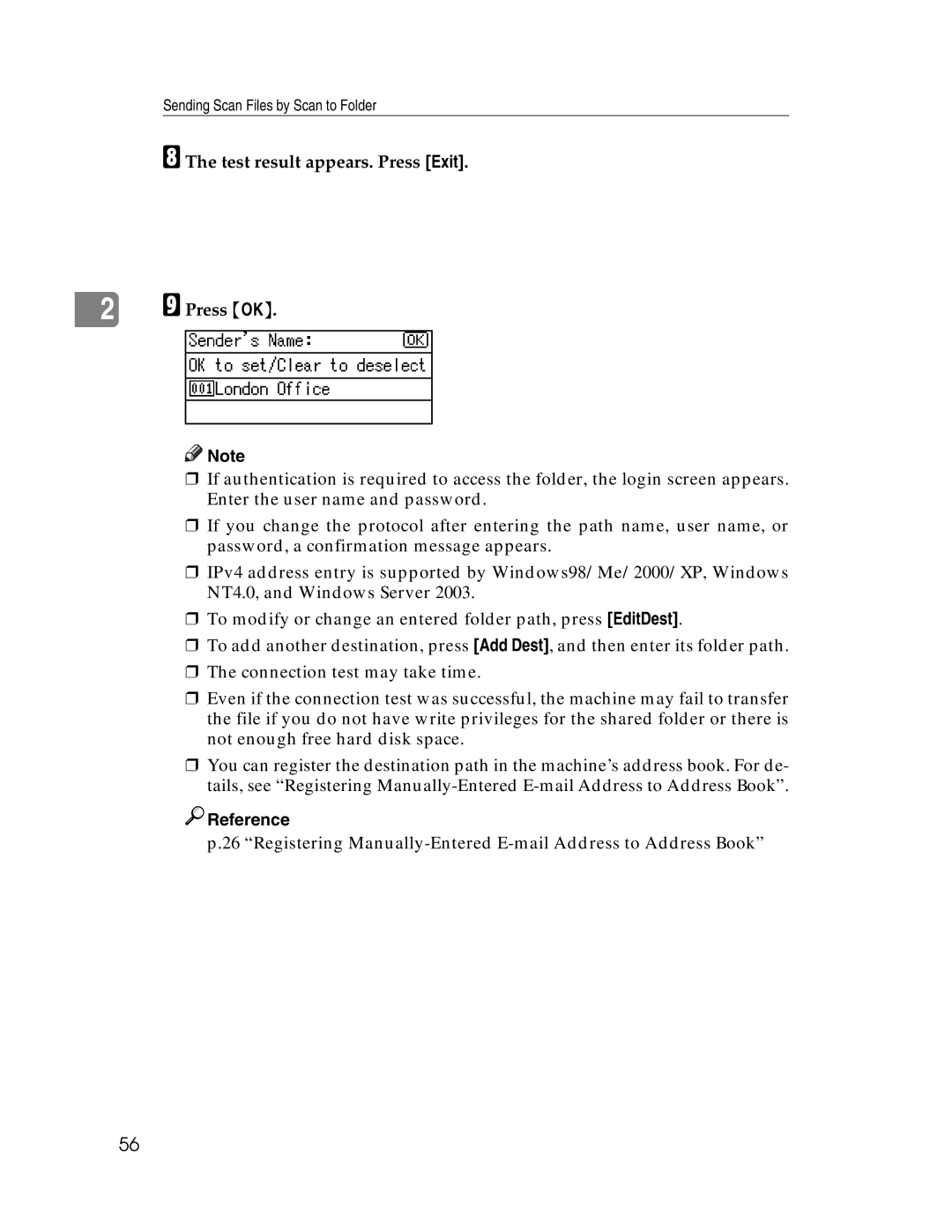 Ricoh 106/LD215c, SGC 1506/GS appendix Test result appears. Press Exit Press OK, Reference 