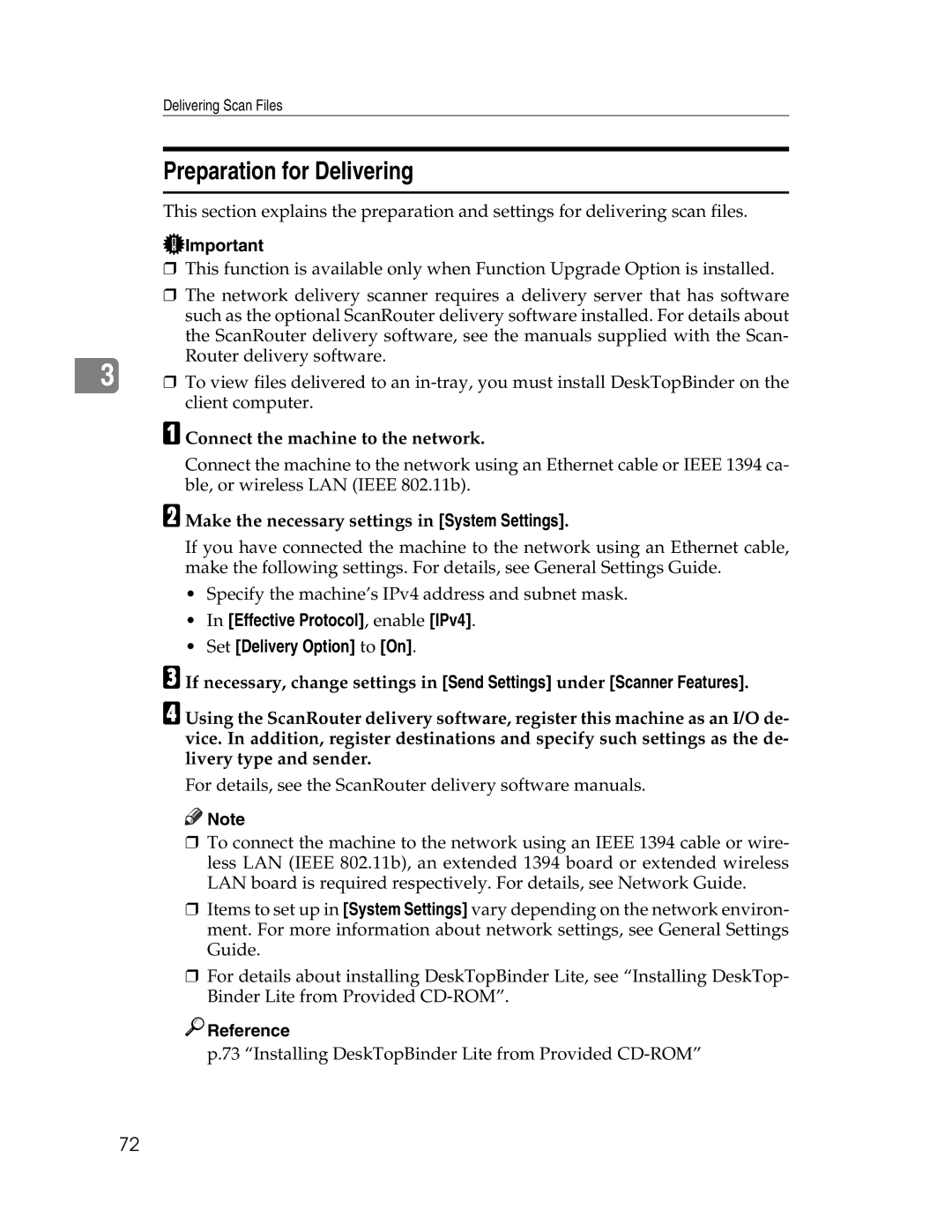 Ricoh 106/LD215c, SGC 1506/GS appendix Preparation for Delivering, Make the necessary settings in System Settings 