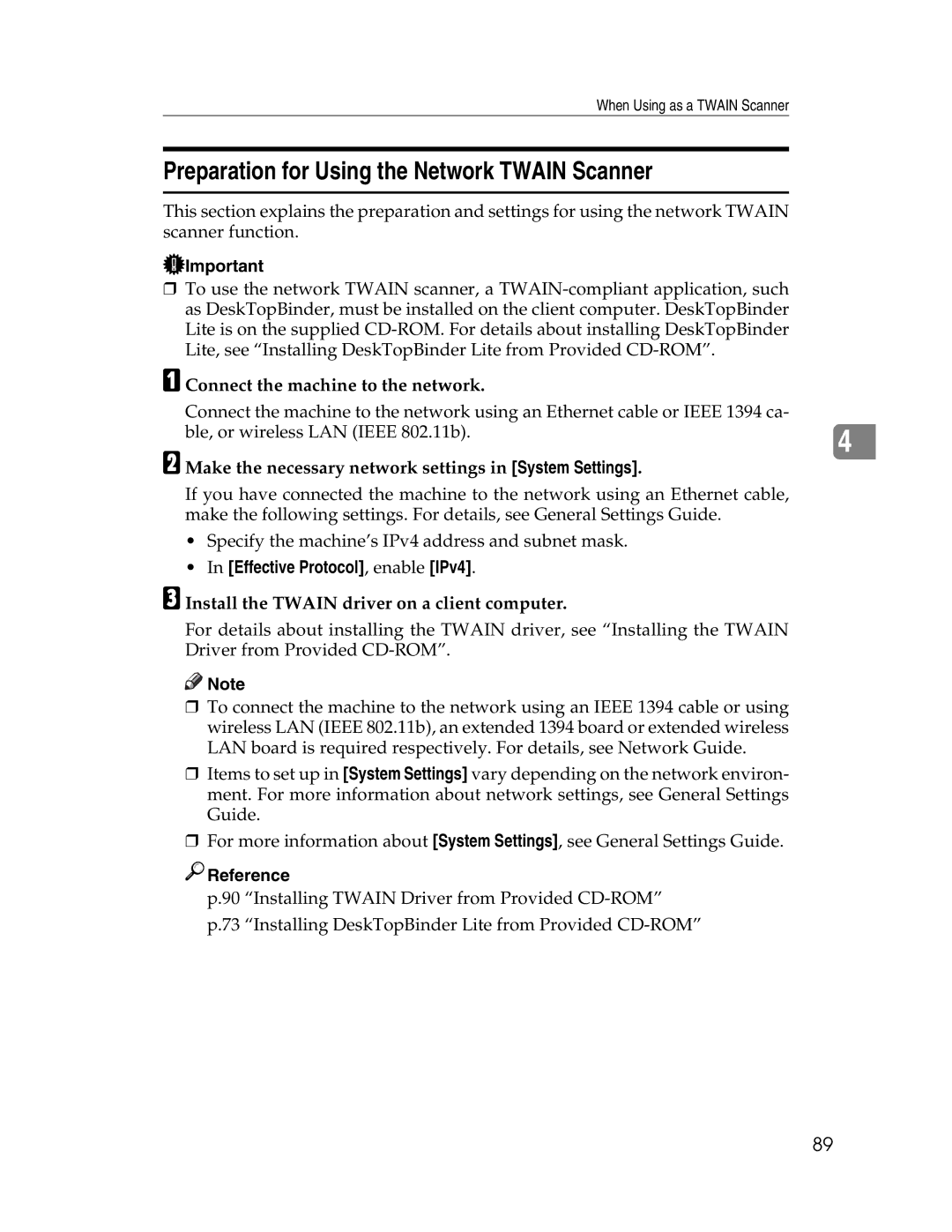 Ricoh SGC 1506/GS appendix Preparation for Using the Network Twain Scanner, Install the Twain driver on a client computer 