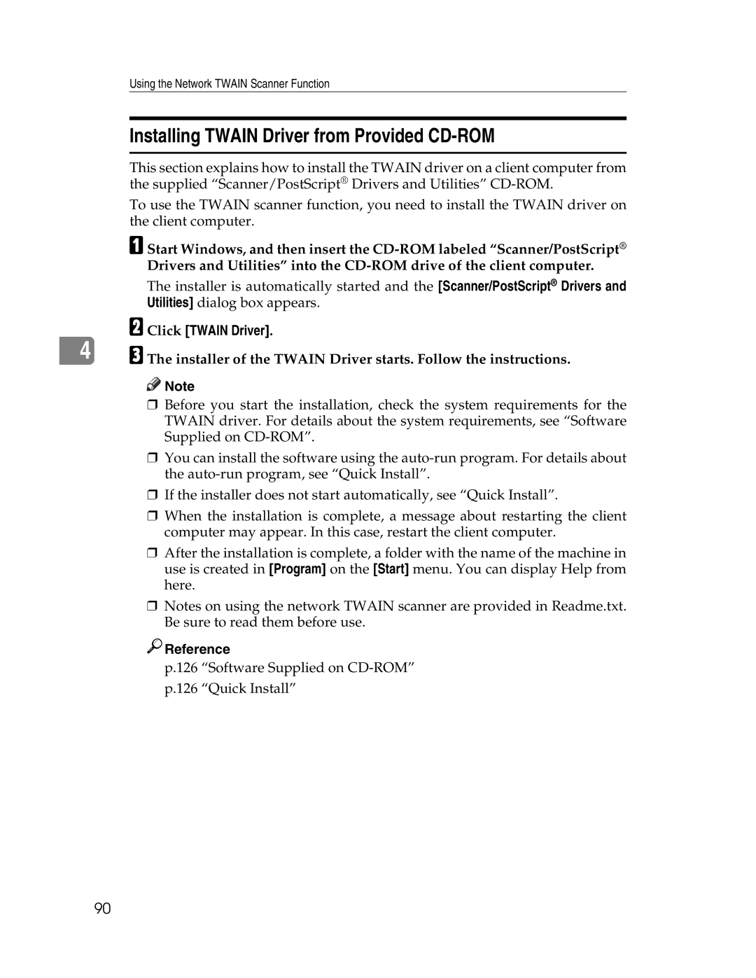 Ricoh 106/LD215c, SGC 1506/GS appendix Installing Twain Driver from Provided CD-ROM, Click Twain Driver 