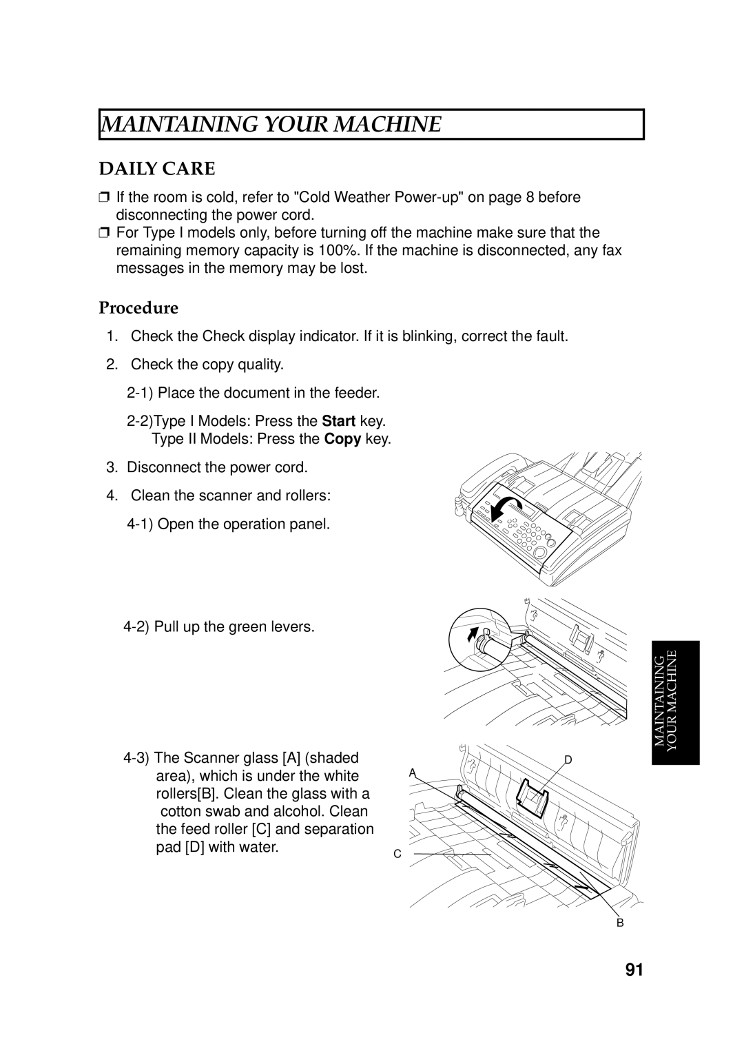 Ricoh 170 / 180 manual Daily Care, Procedure 