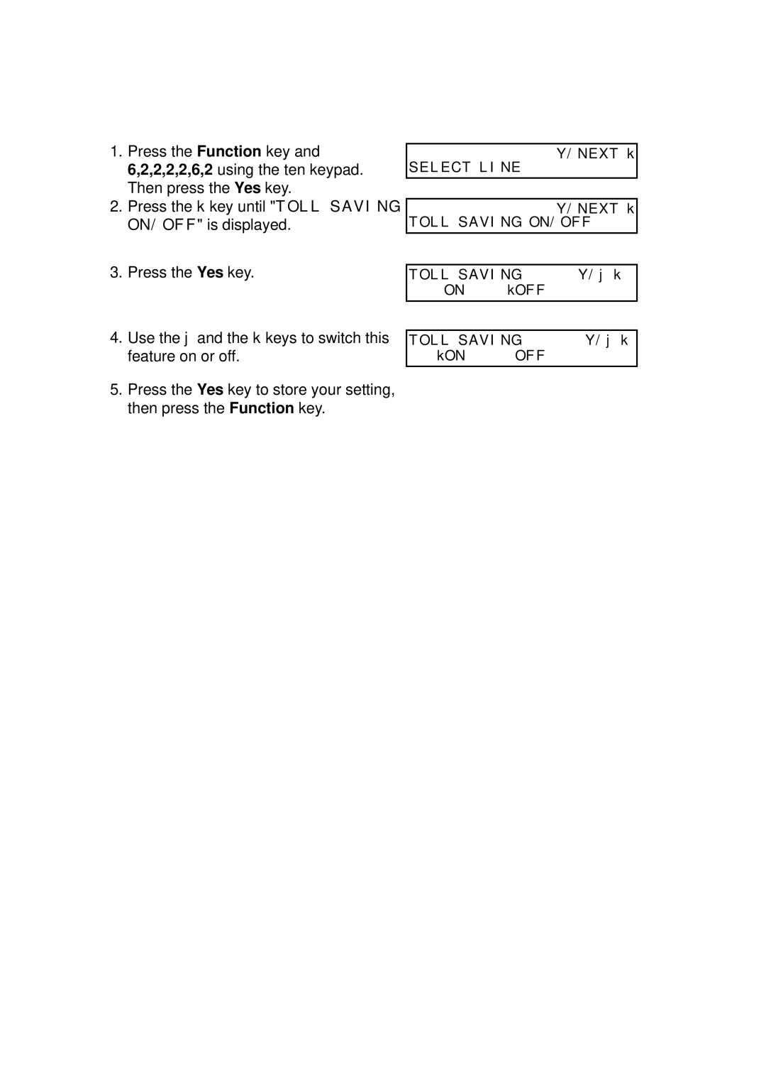 Ricoh 170 / 180 manual Toll Saving ON/OFF 