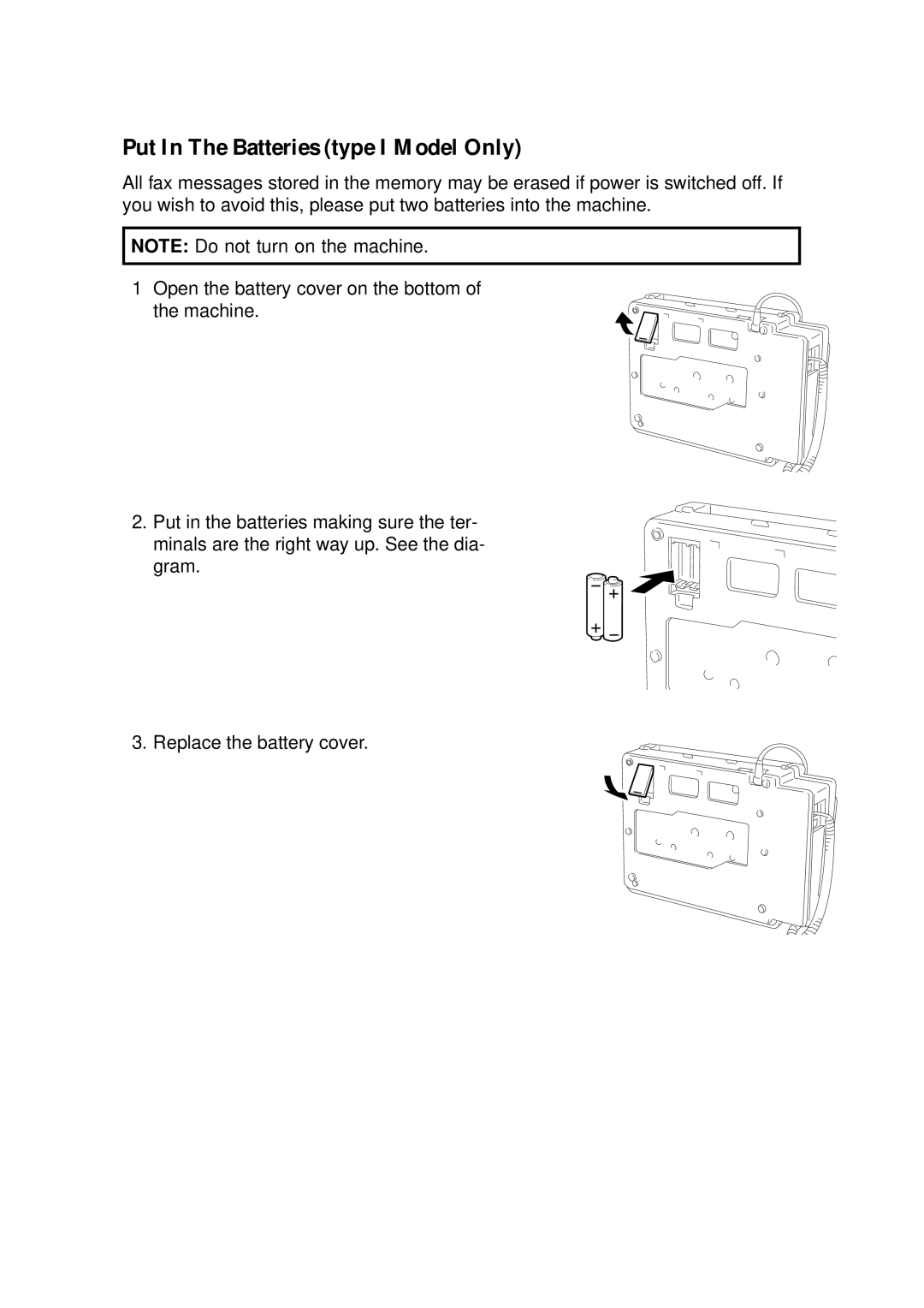 Ricoh 170 / 180 manual Put In The Batteries type I M odel Only 