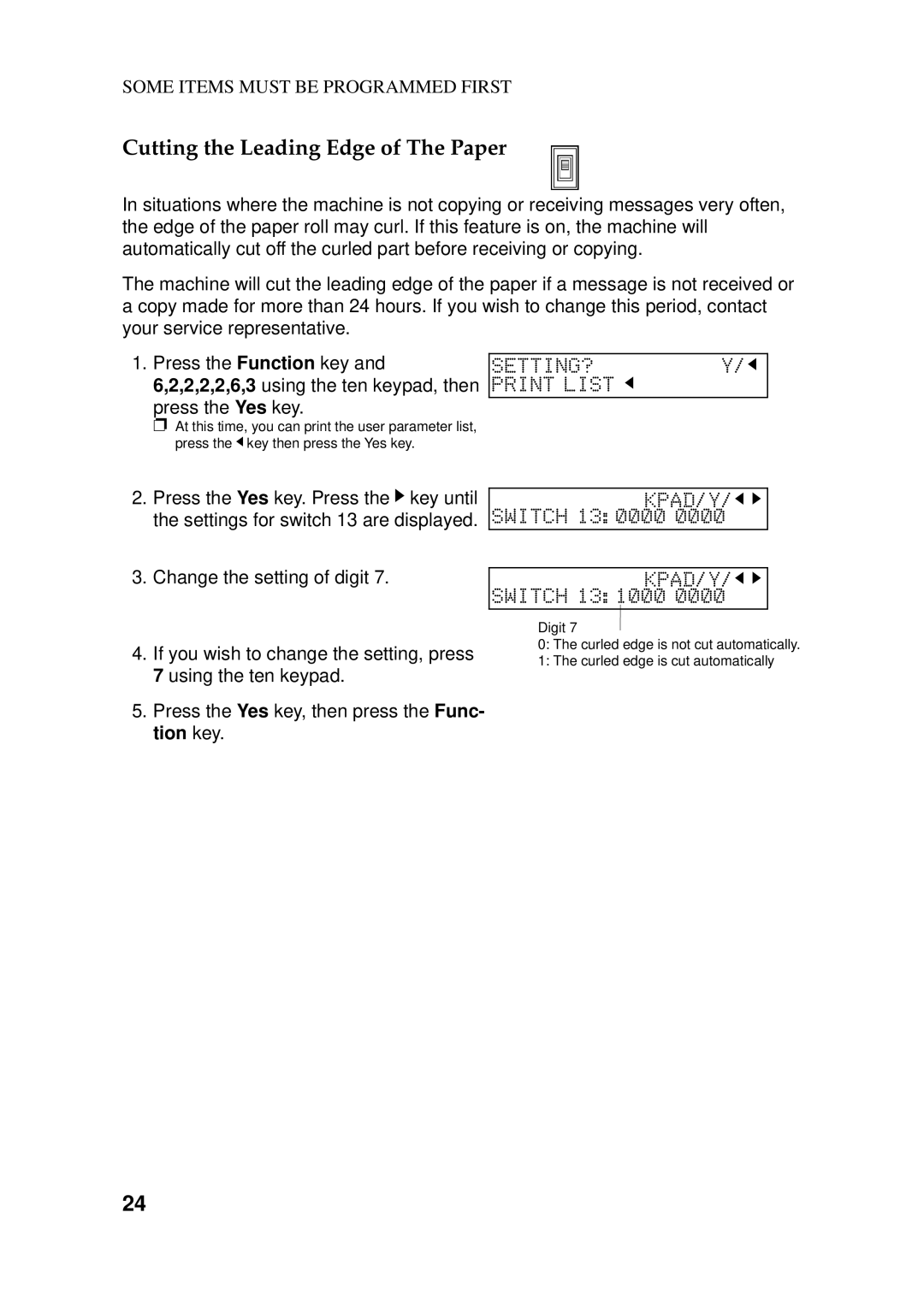Ricoh 170 / 180 manual SWITCH1300000000, Cutting the Leading Edge of The Paper 