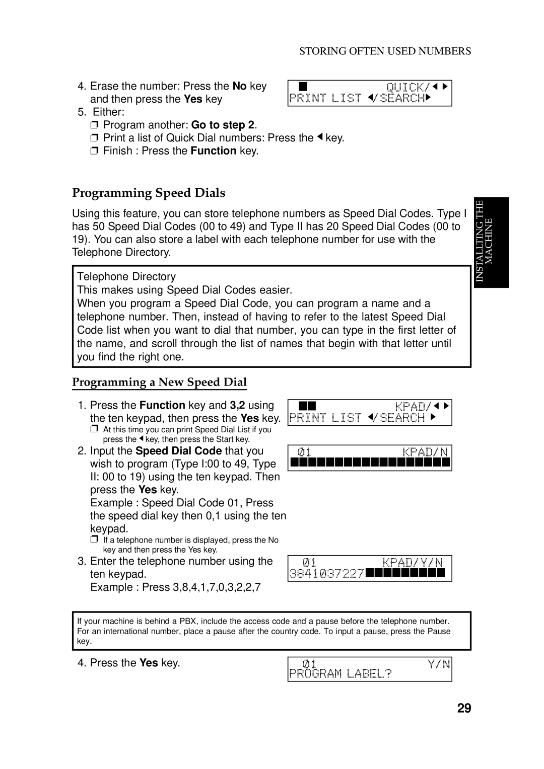 Ricoh 170 / 180 manual Programming Speed Dials, Programming a New Speed Dial 