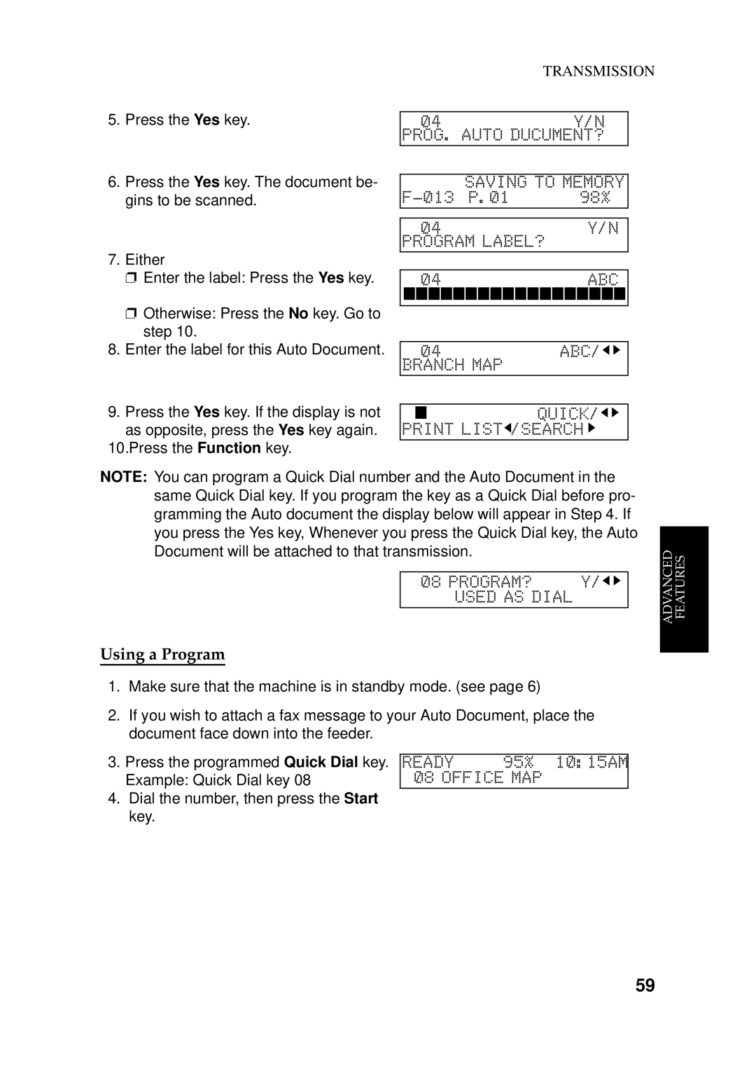 Ricoh 170 / 180 manual PRINTLISTj/SEARCHk, Using a Program 