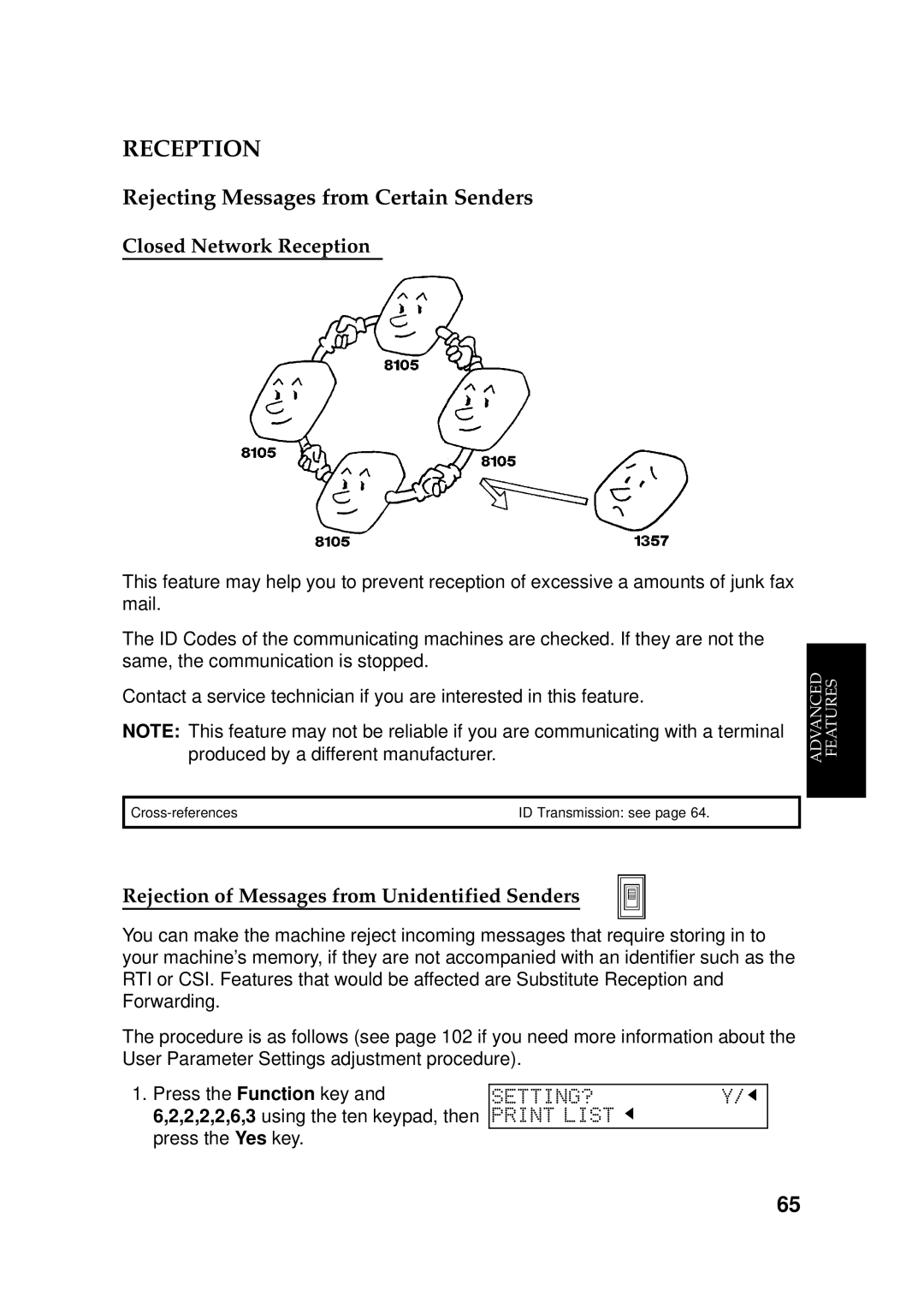 Ricoh 170 / 180 manual Rejecting Messages from Certain Senders, Closed Network Reception 