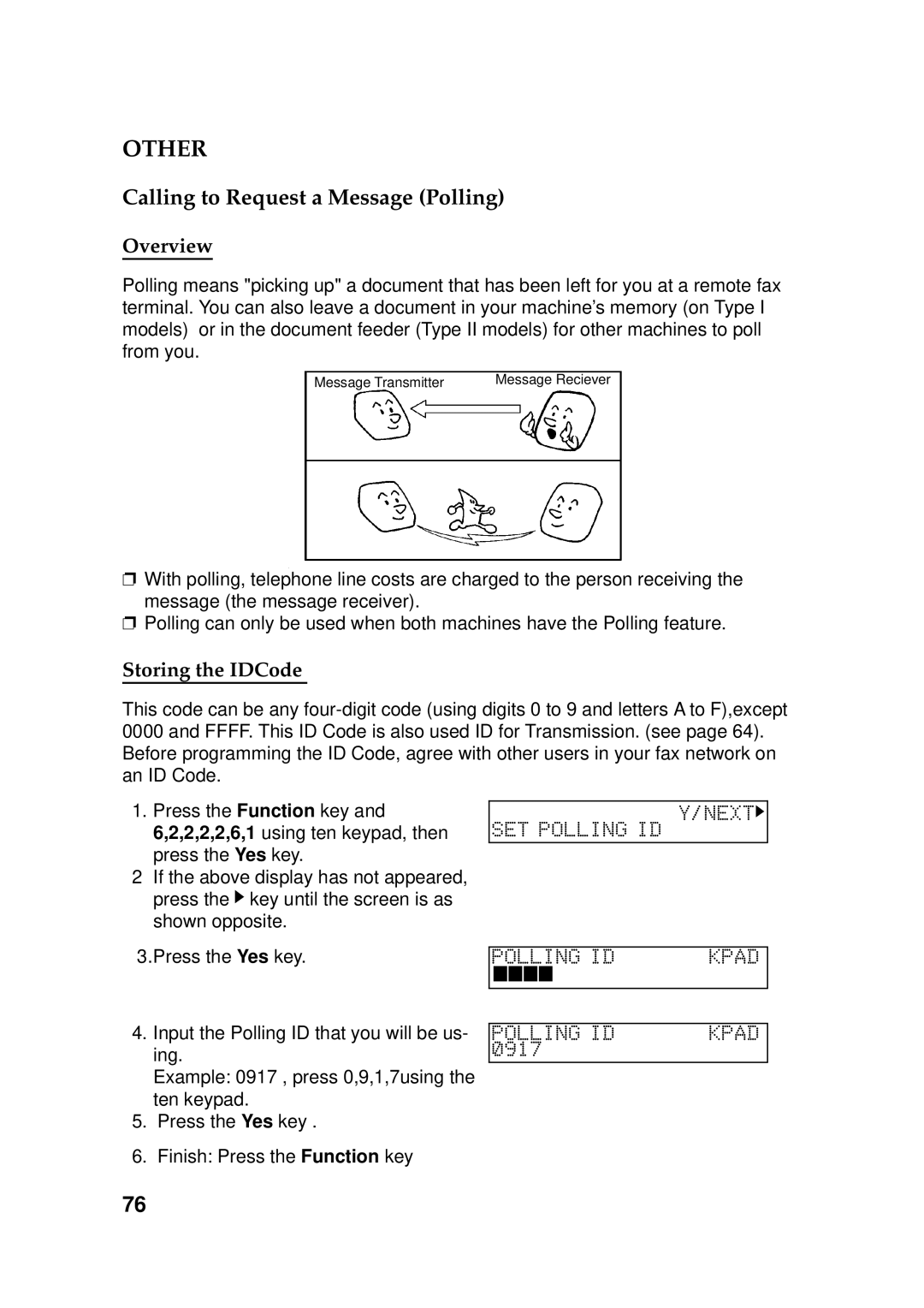 Ricoh 170 / 180 manual Other, Calling to Request a Message Polling 